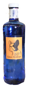 Ampolla d'aigua mineral ZUT blava.